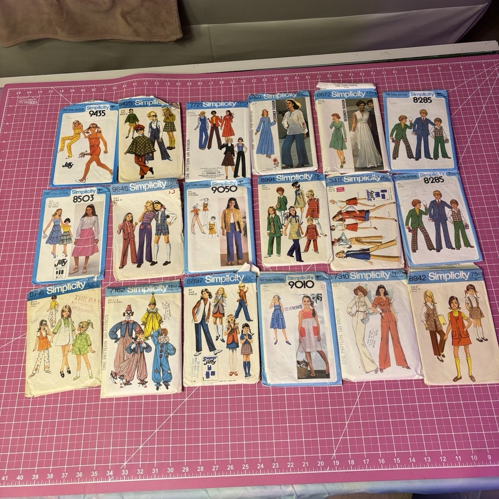 Vintage‎ 70s Simplicity Sewing Patterns Lot (18) Kids & Teens Retro Outfits